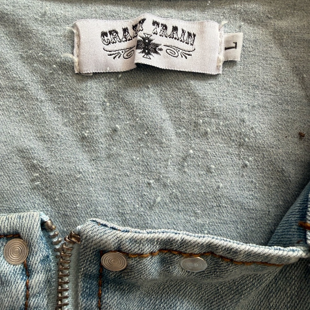 Crazy Train Light Blue Studded Denim Jacket - Picture 2 of 7